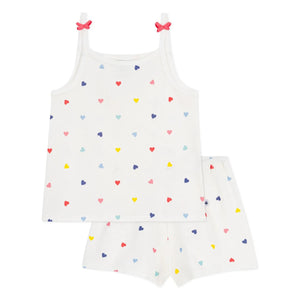 Petit Bateau - Kurzes Pyjama-Top mit Herzprint | Weiß