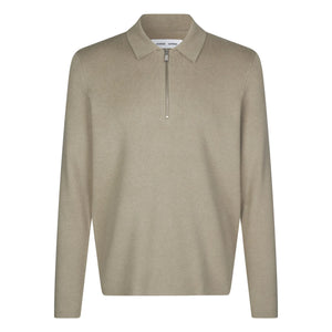Samsoe Samsoe - Guna Long Sleeve Half Zip Polo Shirt | Beige