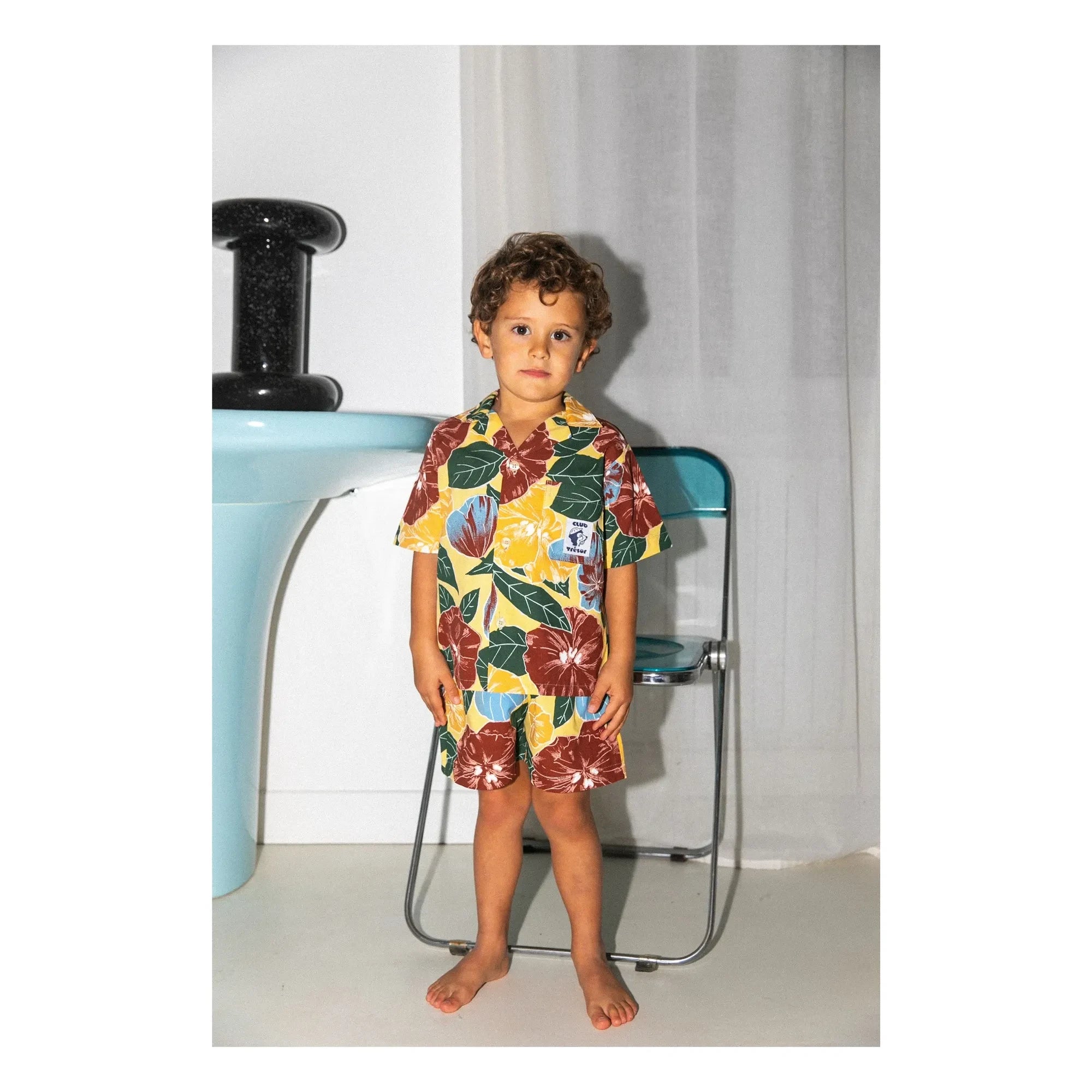 Club Trésor - Jumpsuit Popeline Shirt and Shorts Set | Yellow