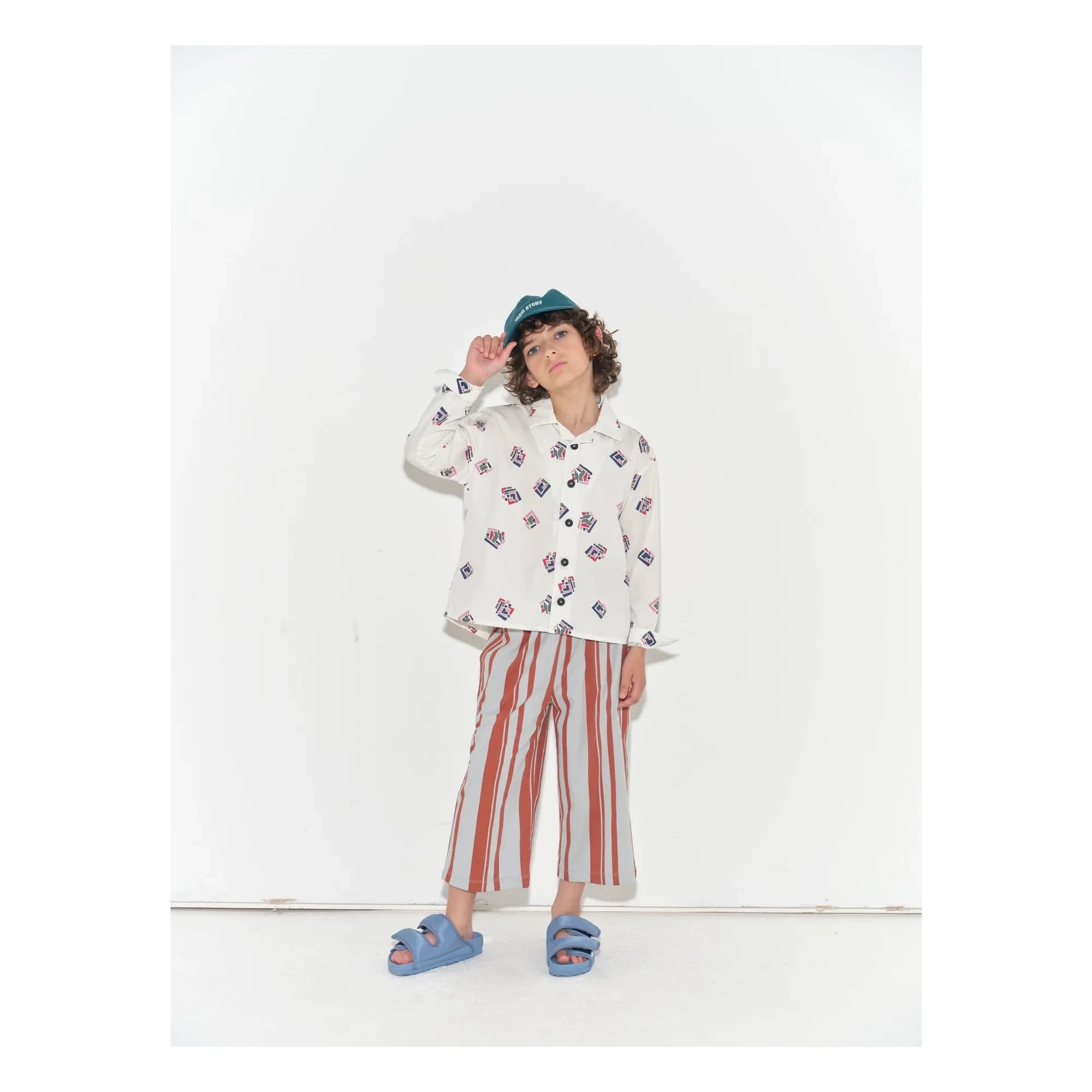 Main Story - Organic Cotton Striped Jersey Pants | Red