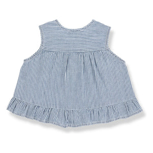 1+ in the family - Alcudia Striped Denim Blouse Organic Cotton | Light Blue