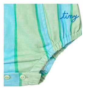 Tinycottons - Keten çizgili tulum | Yeşil