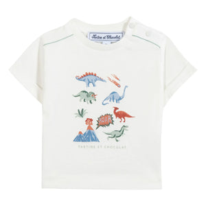 Tartine et Chocolat - T-Shirt mit Dinosaurier-Print | Ecru