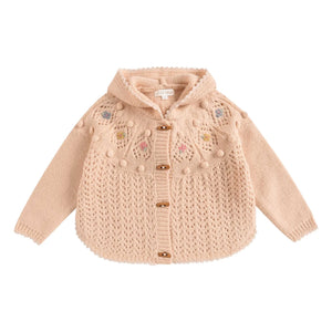 Louise Misha - Iona Strickjacke mit Kapuze aus Wolle | Blassrosa