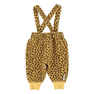 Piupiuchick - Leopard Overalls Made of Organic Cotton Fleece | Mustard
