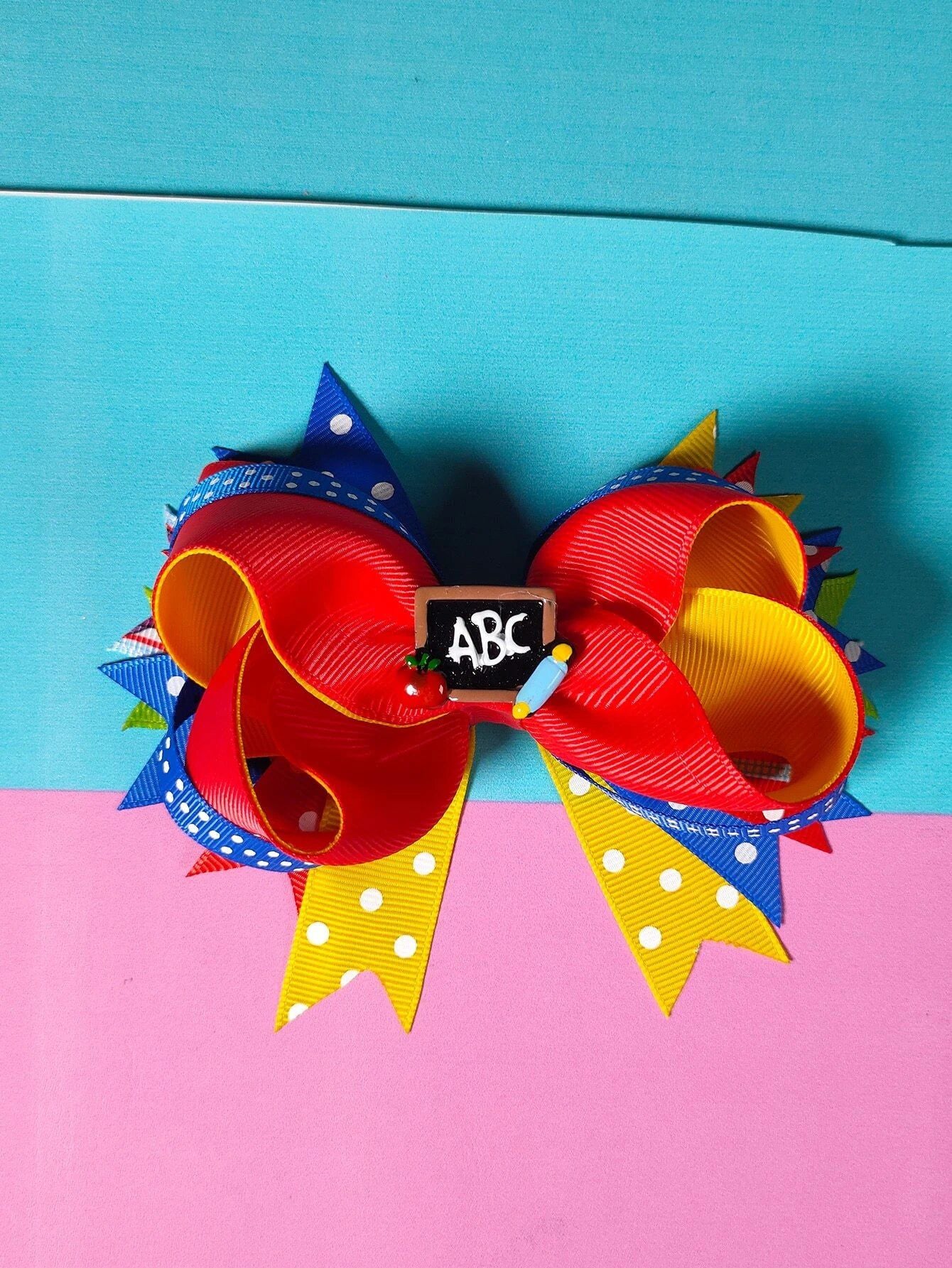 Dinossi - Okul ABC Tasarımlı Kız Çocuk Saç Tokası-Dinossi