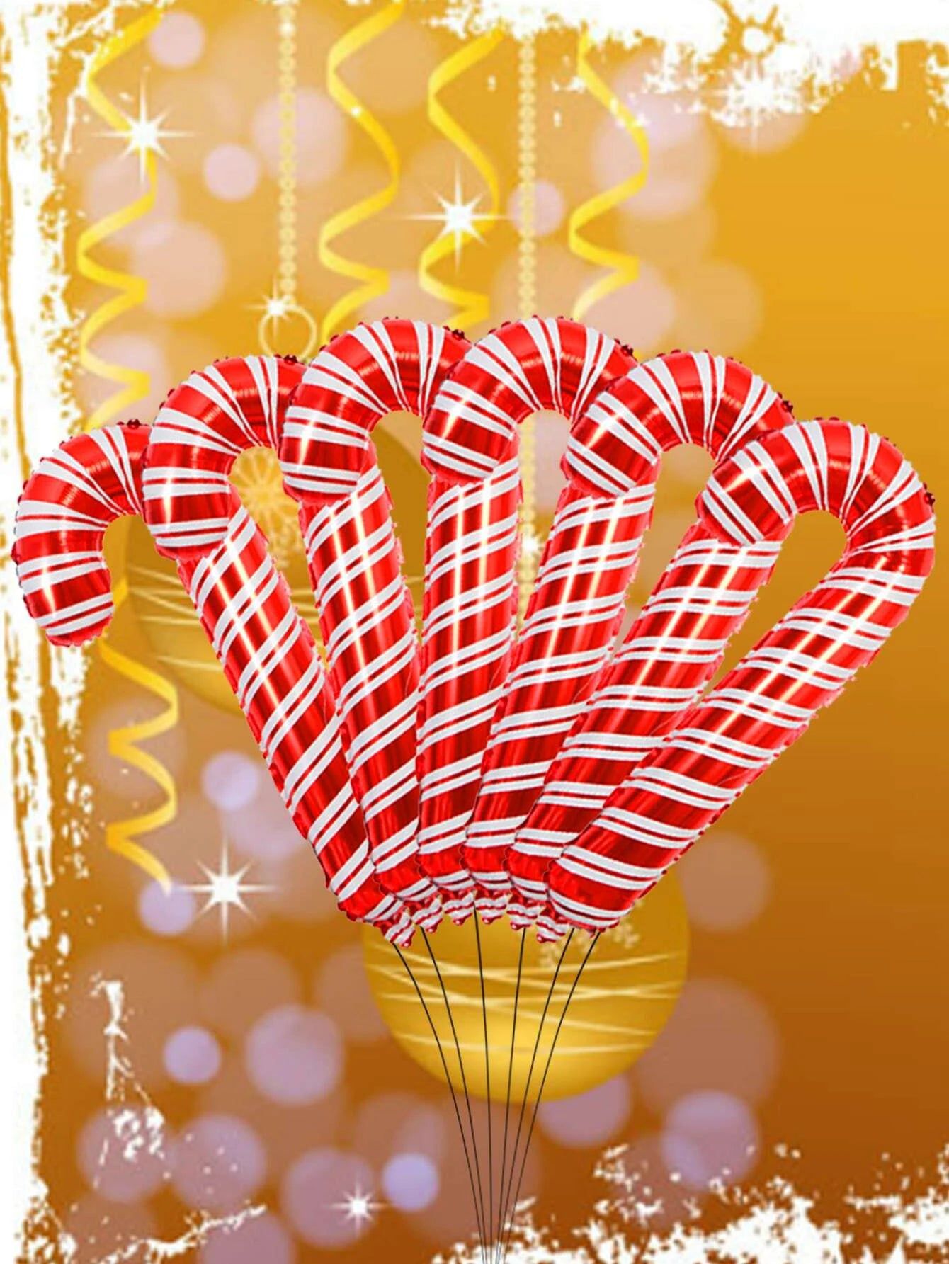 Yılbaşı - Noel Baston Şekeri Büyük Boy 84CM Yeni Yıl Dekoratif Balonu 1 Adet-Dinossi