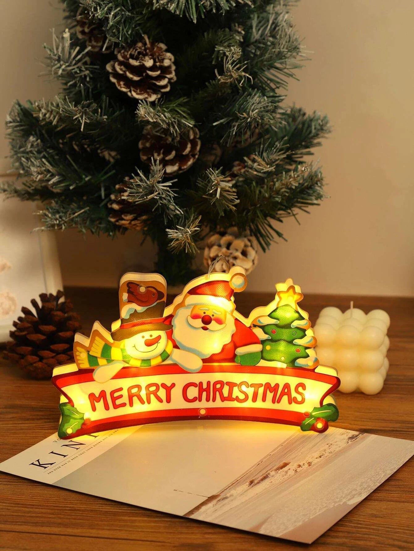 Yılbaşı - Noel Dekoratif Işıklı Merry Christmas Yazılı Süs-Dinossi