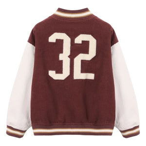 Rylee + Cru - Kadife Varsity Bomber Ceket | Bordo