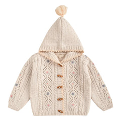 Louise Misha - Tonylane Wool Hoodie Cardigan | Cream