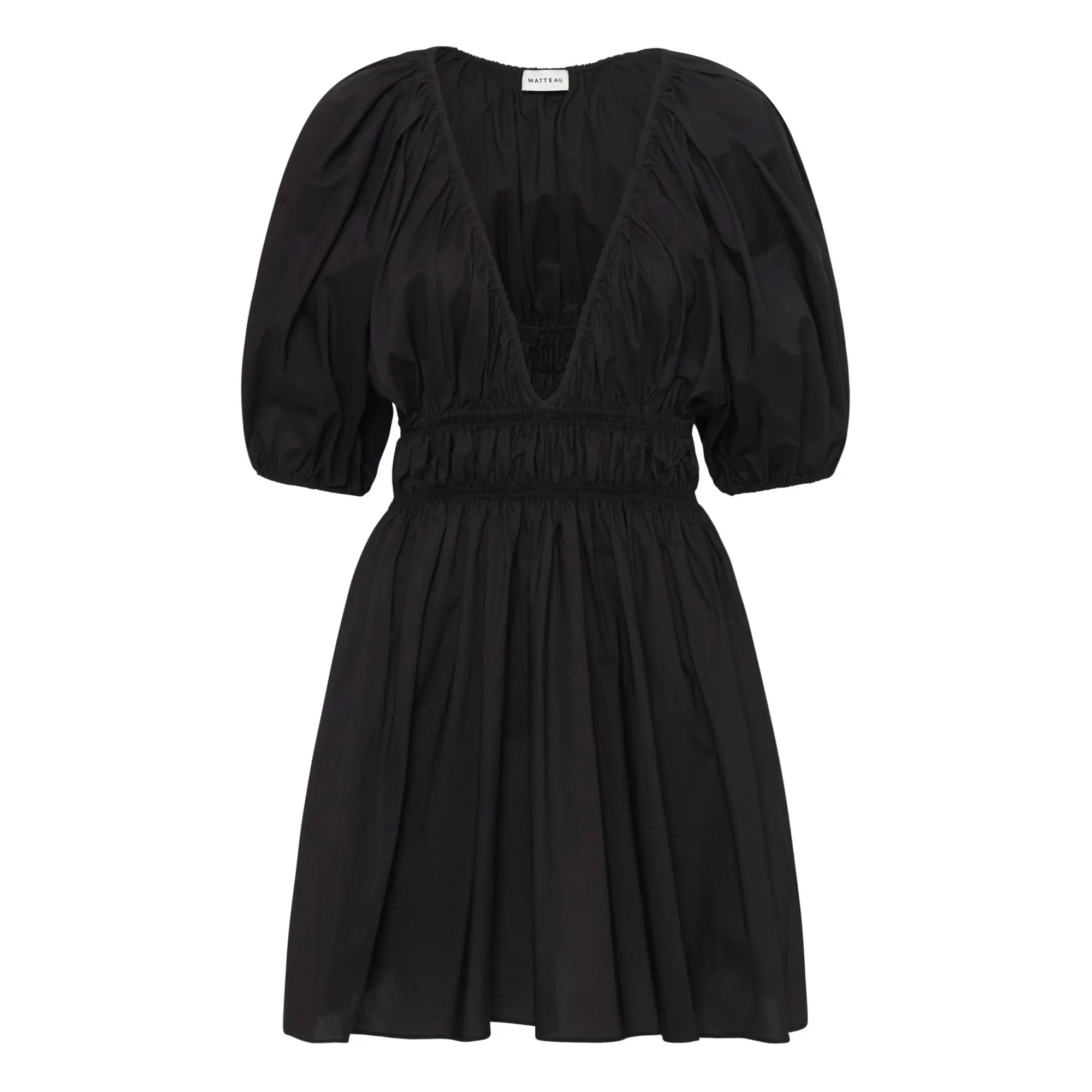Matteau - Shired Drapeli Mini Elbise | Siyah