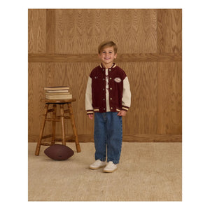 Rylee + Cru - Kadife Varsity Bomber Ceket | Bordo