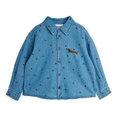 Mini Rodini - Organik pamuklu noktalı denim gömlek | Mavi