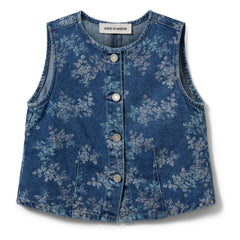Sofie Schnoor - Carla Fleuri Denim Yelek | Denim mavi