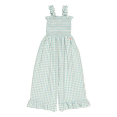 Búho - Vichy Seersucker Romper | Aqua