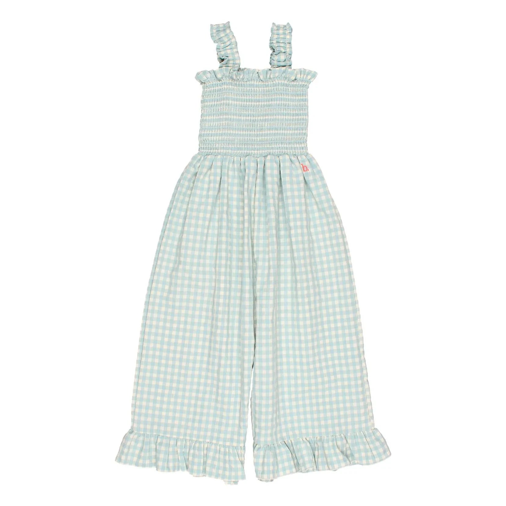 Búho - Vichy Seersucker Romper | Aqua
