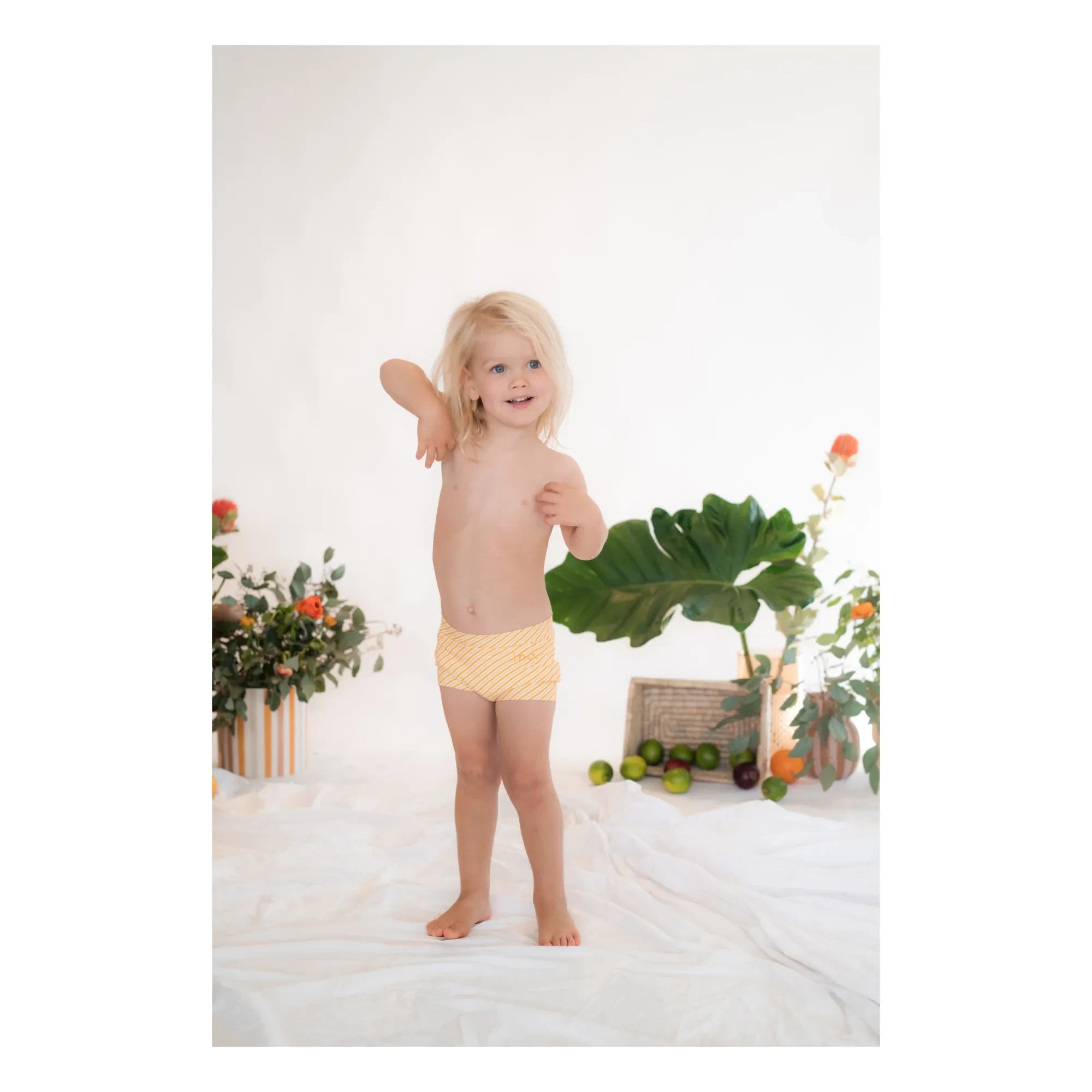 Ina Swim - Lumi Gestreifte Badeshorts | Orange