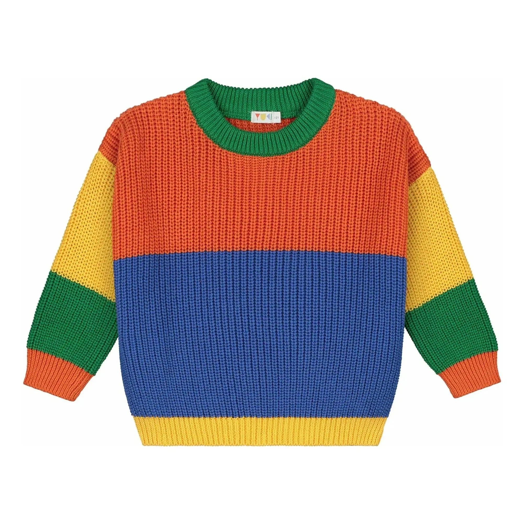 Yuki - Color Block Organic Cotton Sweater | Orange