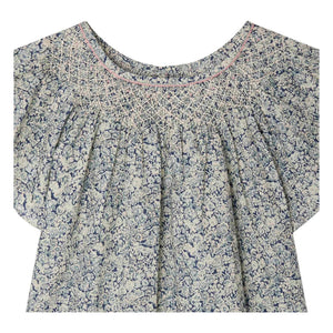 Bonpoint - Nella Fleurie Organic Cotton Gathered Blouse | Prussian Blue
