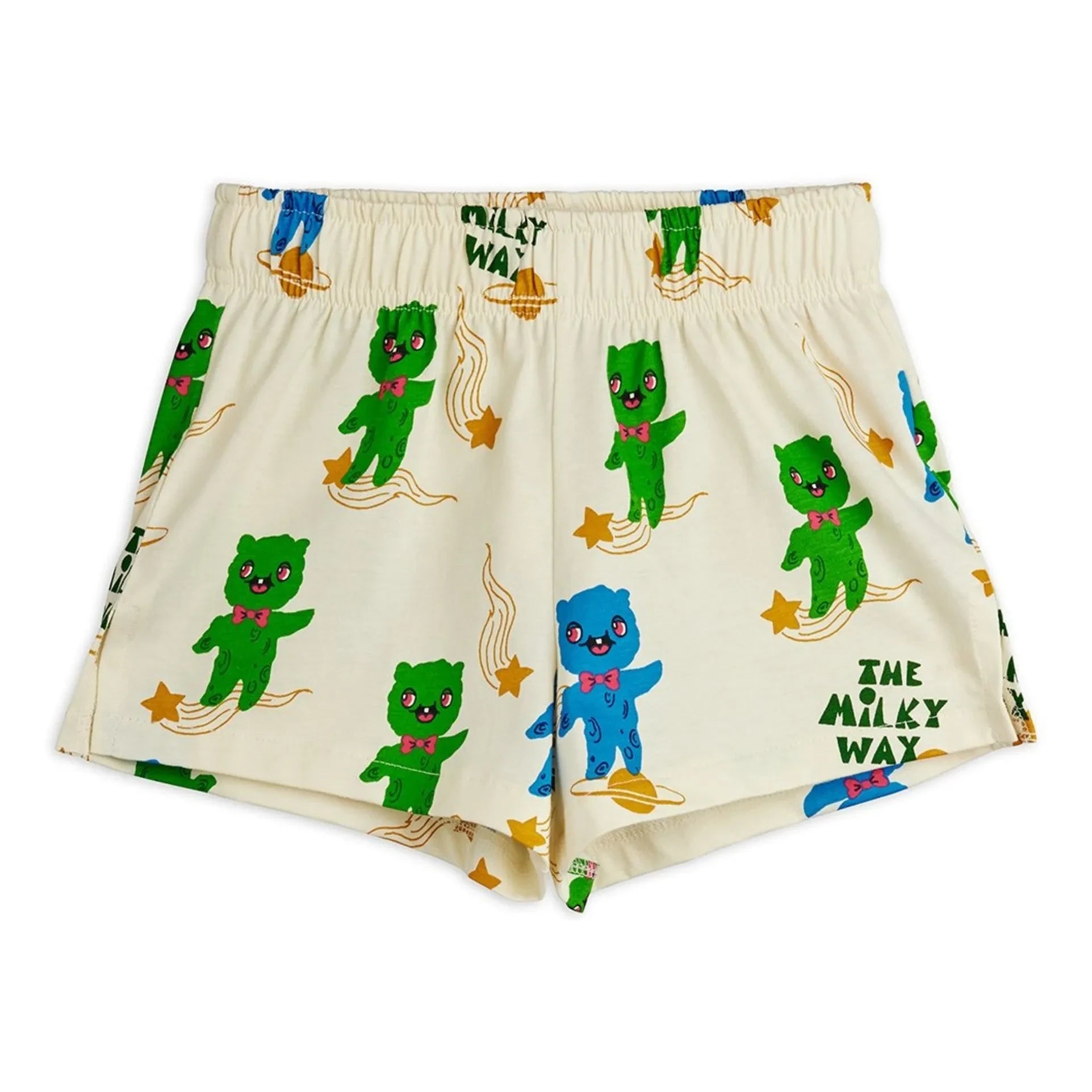Mini Rodini – Shorts aus Bio-Baumwolle mit Aliens | Ecru