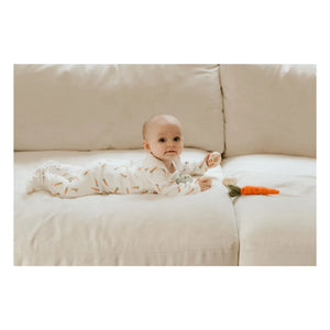 Petit Lem - Carrot Footed Pajama, Ribbed Organic Cotton | White