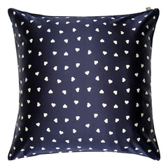 Emily's Pillow - Heart Patterned Mulberry Silk Pillowcase | Midnight Blue