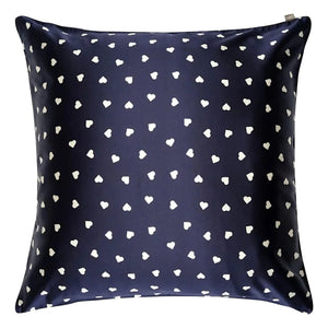 Emily's Pillow - Heart Patterned Mulberry Silk Pillowcase | Midnight Blue
