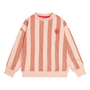 Tumble N'Dry – Oversize Sweatshirt aus recycelter Baumwolle mit Coquina-Streifen | Pfirsich
