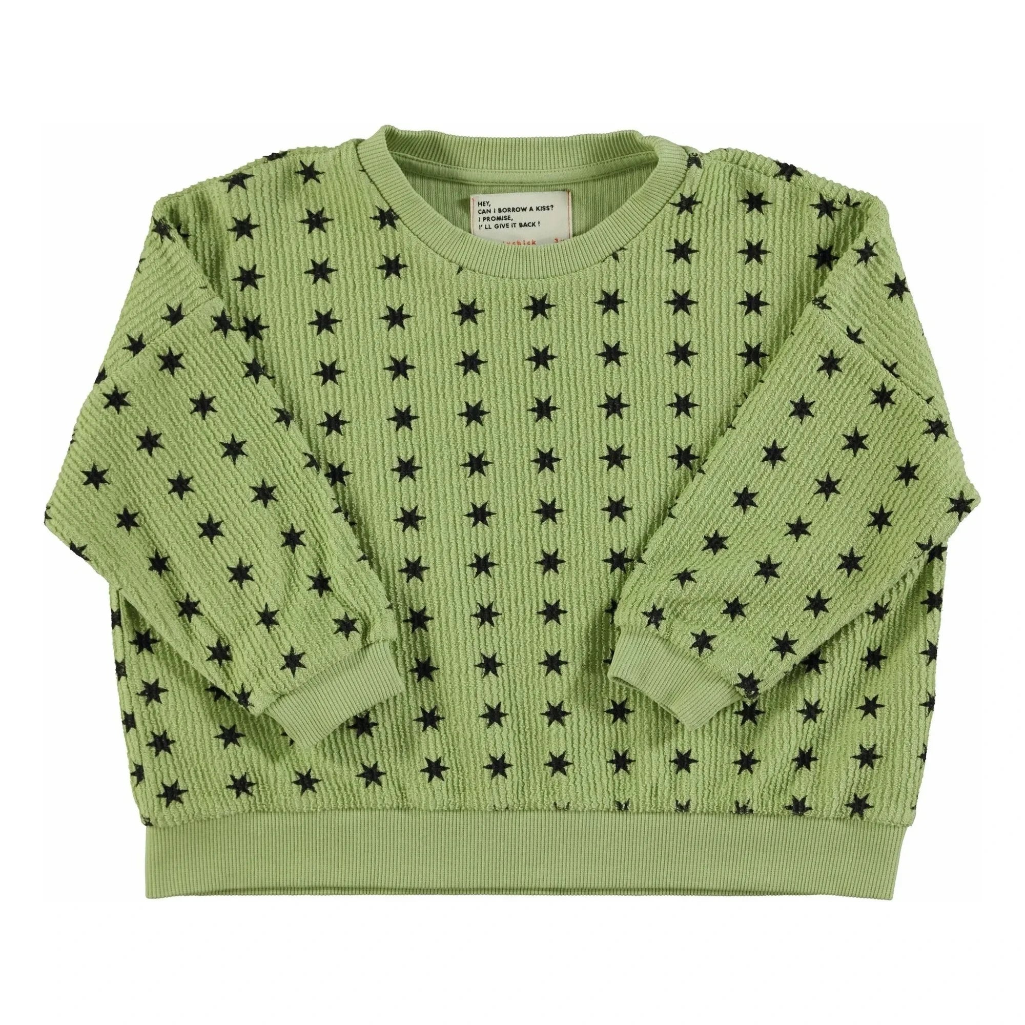 Piupiuchick - Fitilli Yıldız Sweatshirt Organik Pamuk | Yeşil