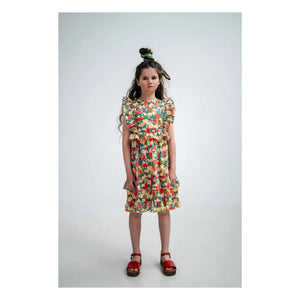 Repose AMS - Organic Cotton Floral Pattern Ruffled Dress | Light Yellow