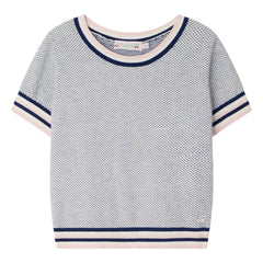 Bonpoint - Fine Knit T-shirt Limette Organic Cotton | Blue
