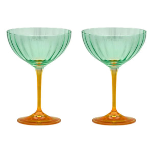 Anna + Nina - Jazzy champagne glasses - Set of 2 | Green