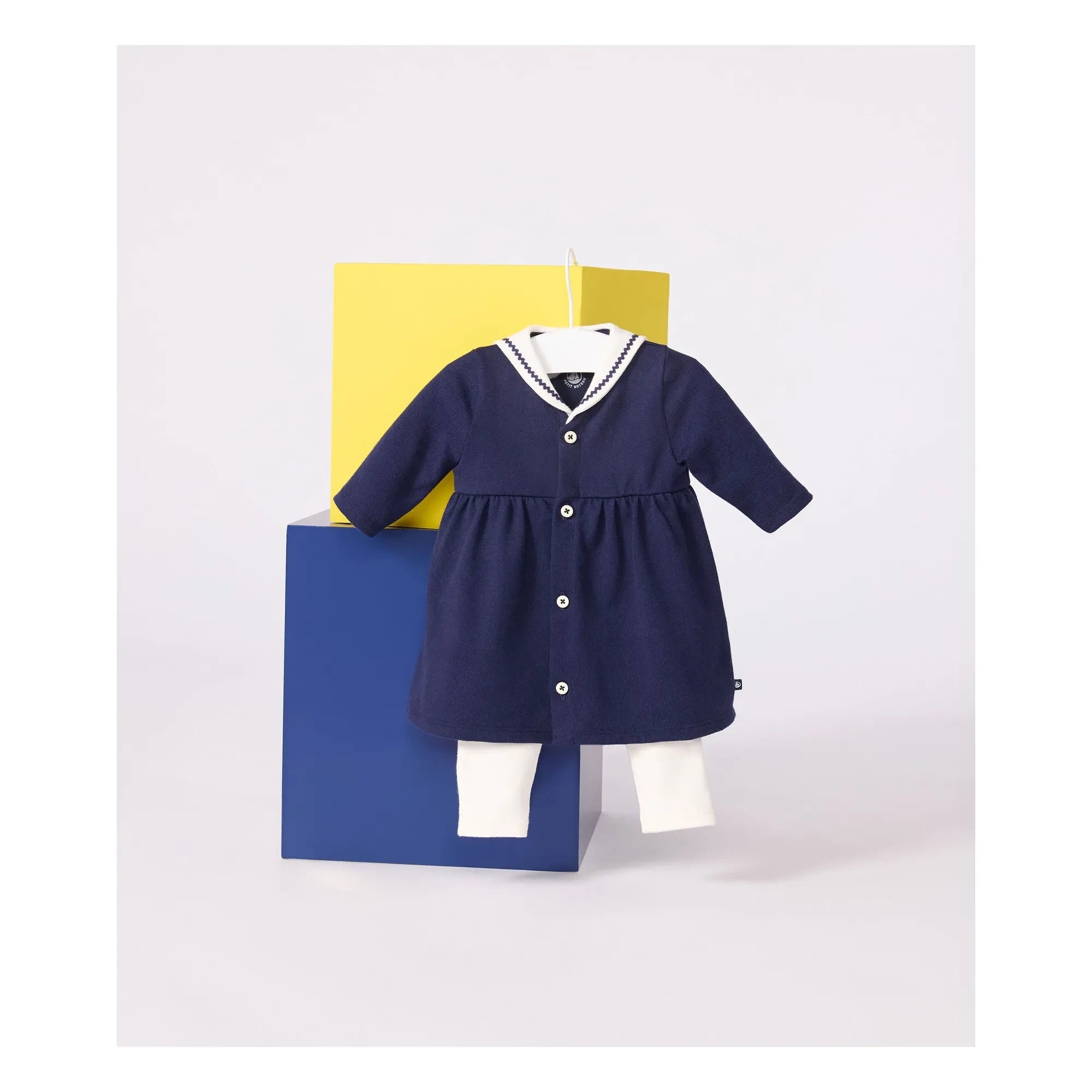 Petit Bateau - Organik pamuk elbise ve tayt seti | Lacivert