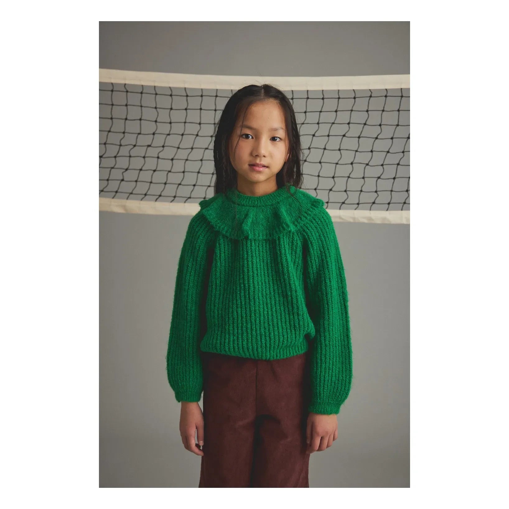 Cozmo - Lua Ruffle Collar Sweater | Meadow Green