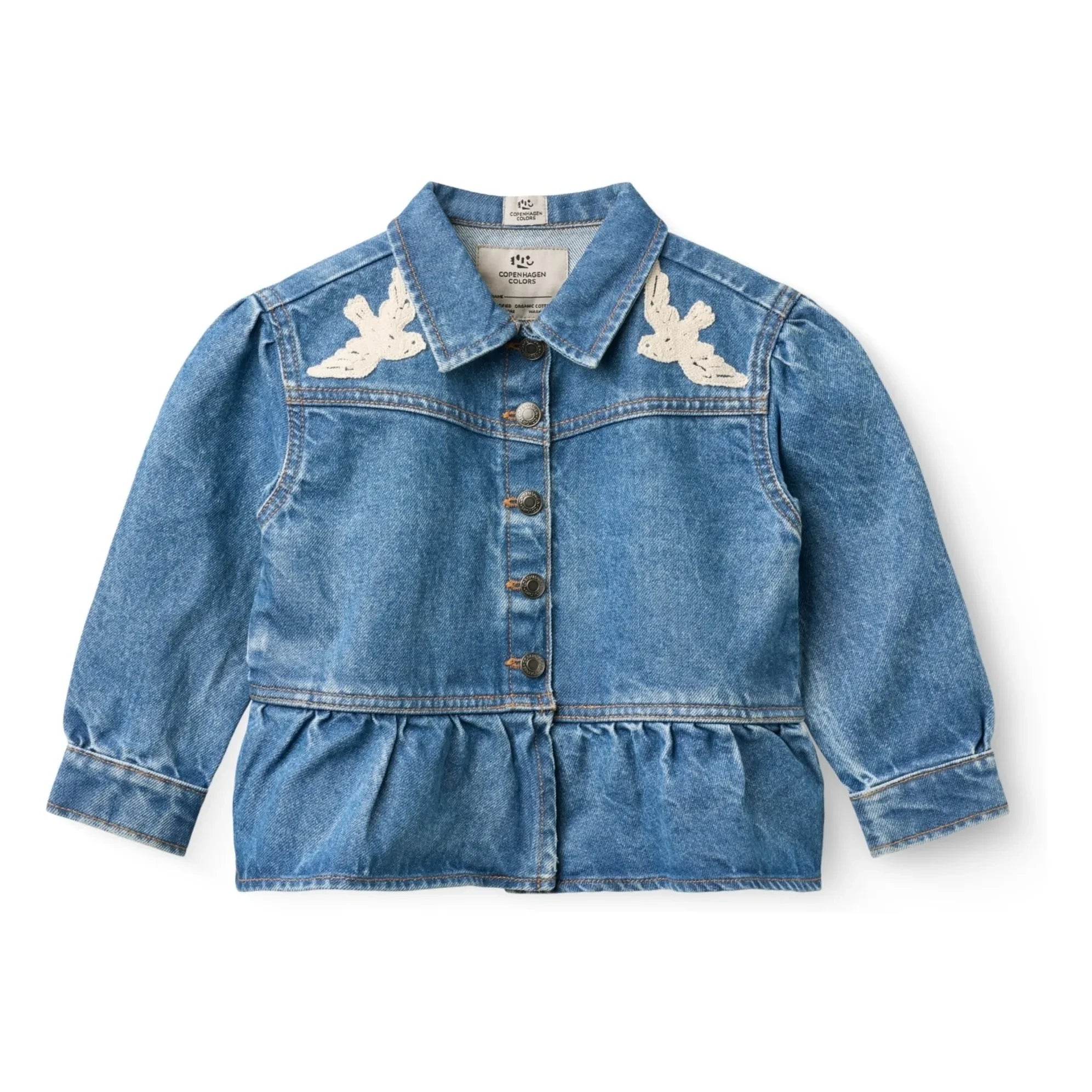 Copenhagen Colors - Jeansjacke Vögel Bio-Baumwolle | Blau