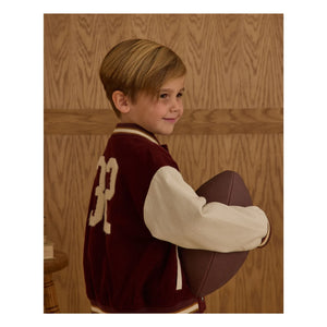Rylee + Cru - Kadife Varsity Bomber Ceket | Bordo