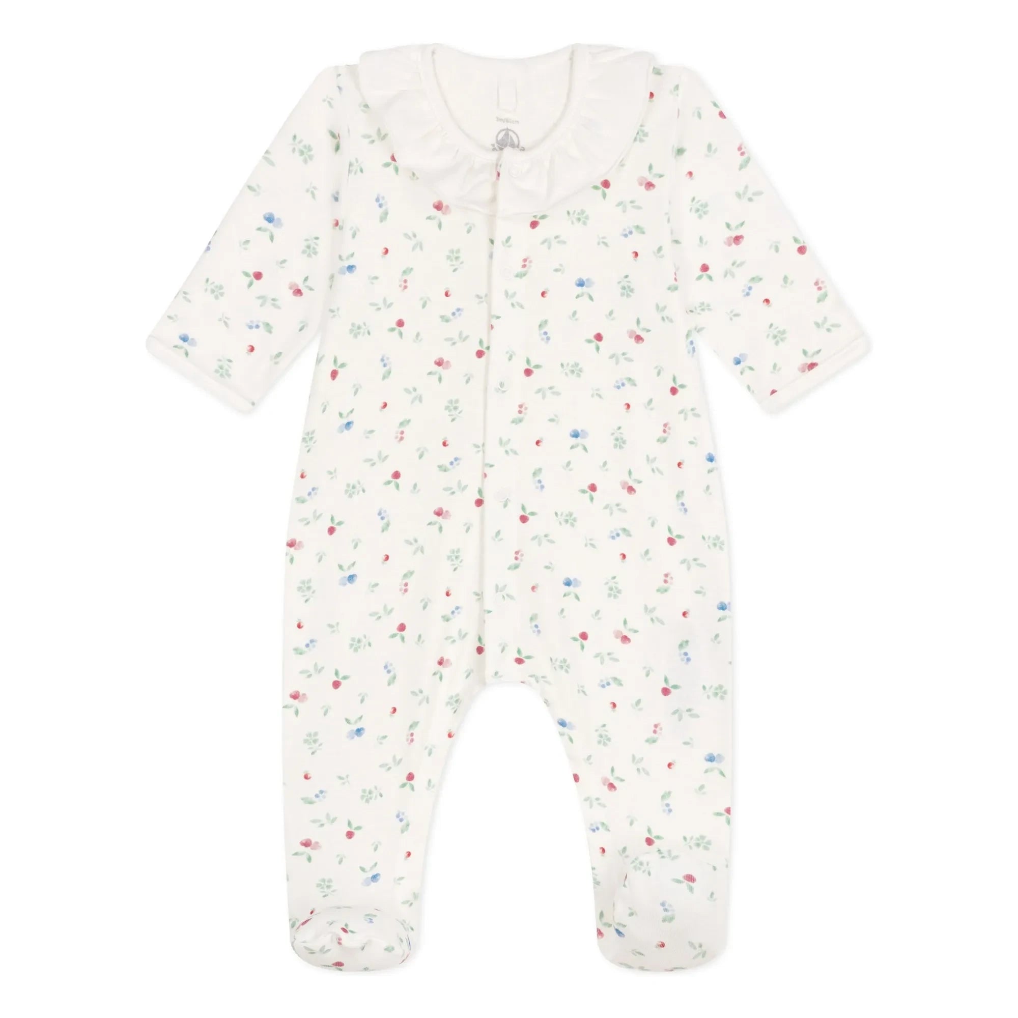 Petit Bateau - Organik Pamuk Bolette Ayaklı Pijama | Beyaz