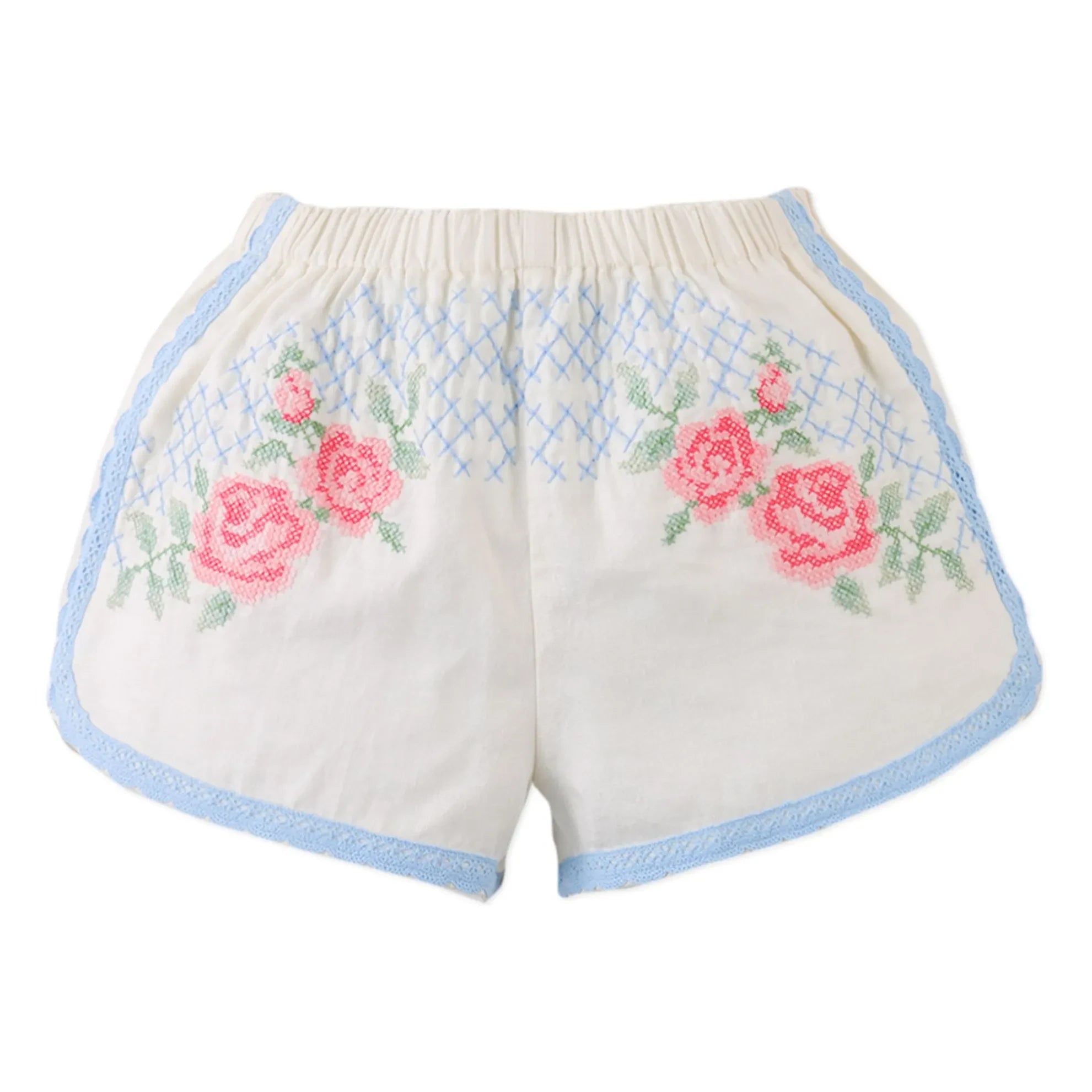 Gingersnaps - Nelly Lace-Detail Linen Shorts | Off-White