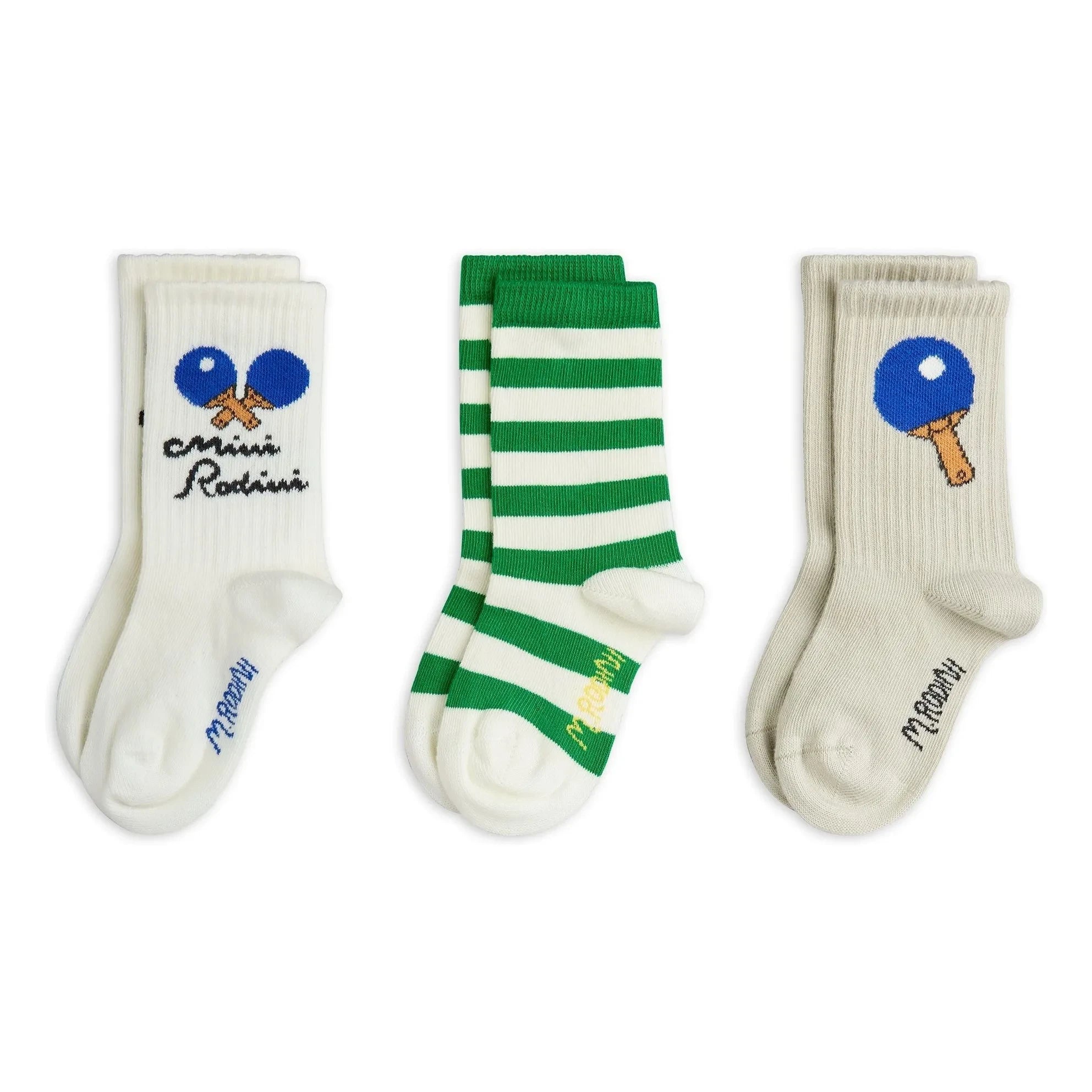 Mini Rodini - 3er Pack Bio-Baumwollsocken „Ping Pong“ | Ecru