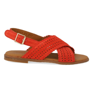 Angulus - Feson Cross Suede Sandals | Coral