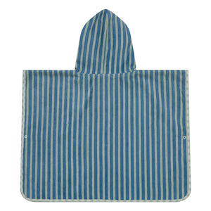 Jera Mini - Gestreifter Handtuch-Bademantel-Poncho | Grün Wasser