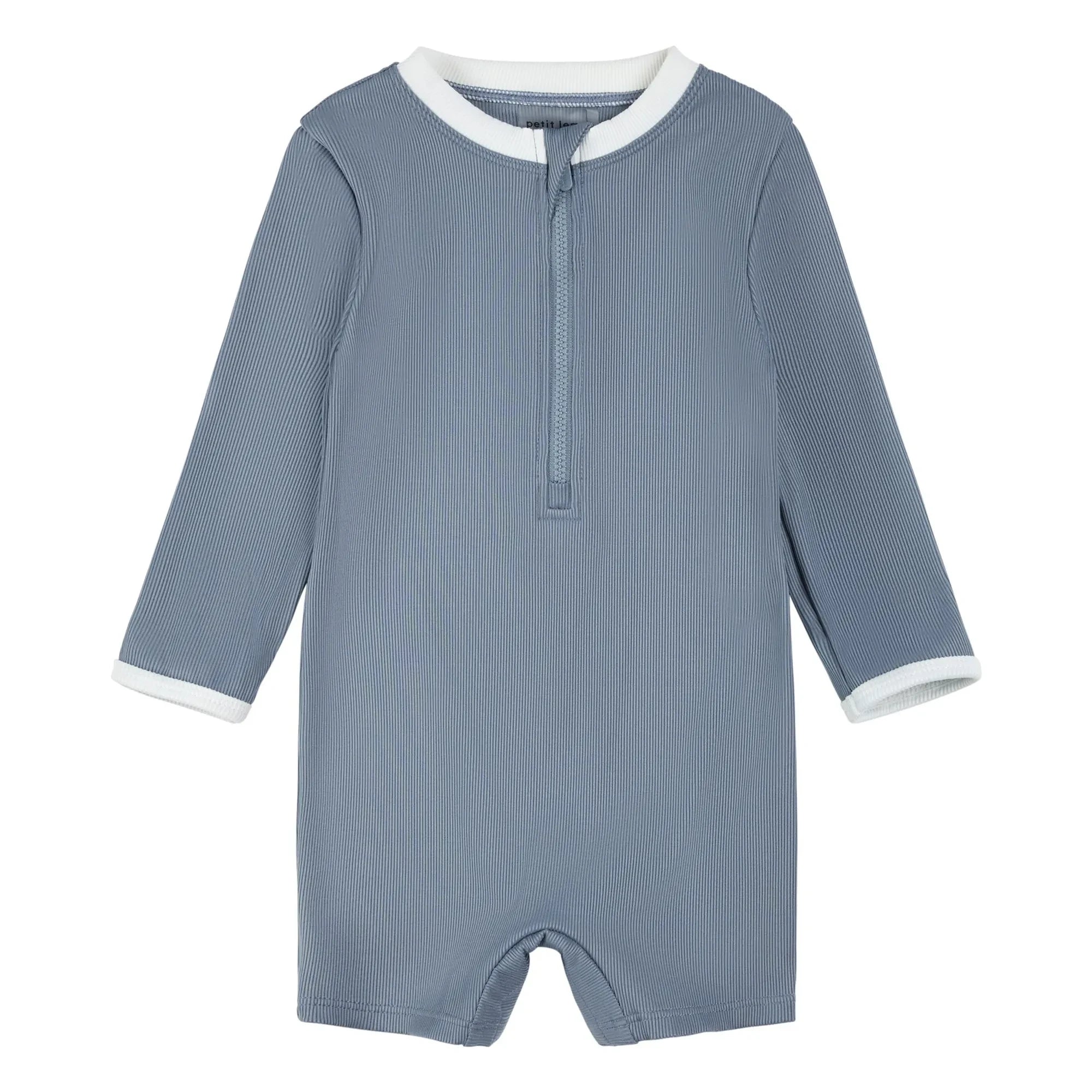 Petit Lem - Texturierter recycelter Faser-UV-Schutz Overall-Shorts | Blau