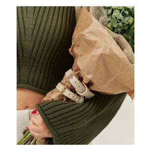 Cafide - Veganes Hundehalsband aus Leder | Beige