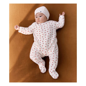 Petit Bateau - Pyjamas Dors Bien Cœurs Kadife Organik Pamuk | Beyaz