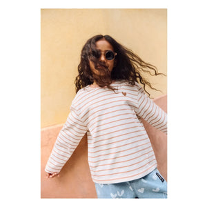 Liewood - Tyler Striped Heart Organic Cotton T-Shirt | Peach