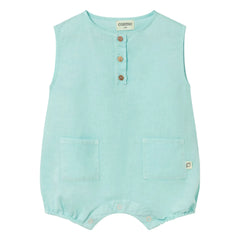 Cozmo - Milo Leinen Overall Shorts | Aqua