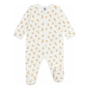 Petit Bateau - Schlaf gut Bio-Baumwoll-Pyjama mit Gepardenmuster | Ecru