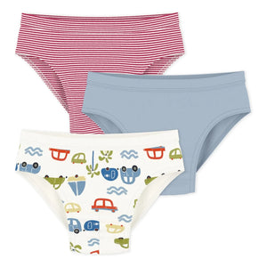 Petit Bateau – Herren Slip-Unterhose mit Auto-Print, 3er-Pack | Weiß