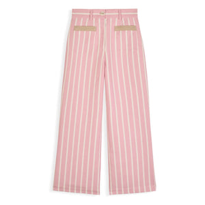 Maria de la Orden - Nizza Gestreifte Baumwollhose | Rosa