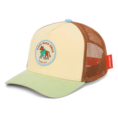 Hello Hossy - Trucker Rolling Pony Kappe aus Bio-Baumwolle mit gebogenem Schirm | Beige